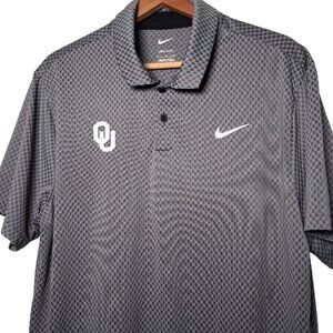University Of Oklahoma Sooners Polo Shirt Men L Nike Dri Fit Gray Birdseye